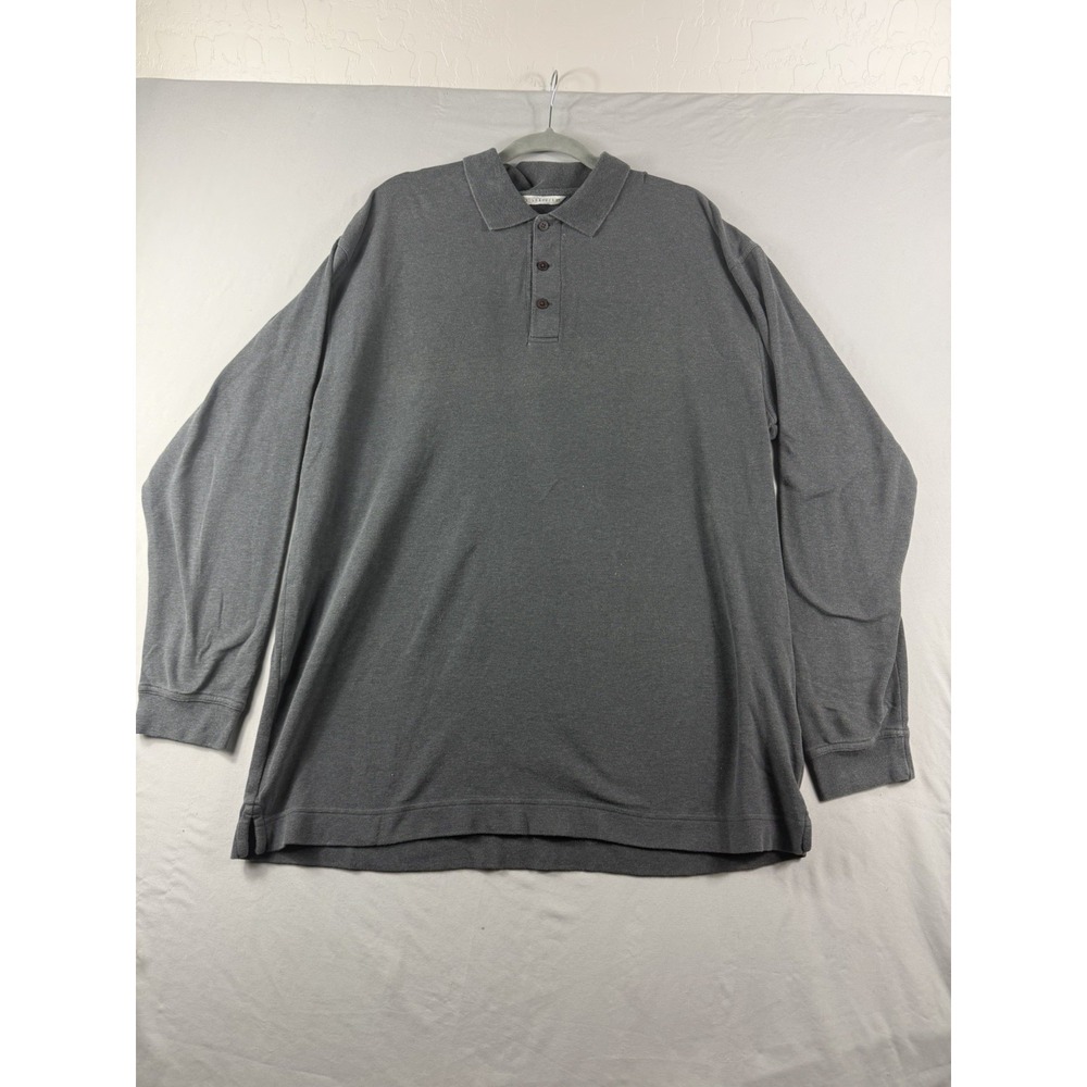 cutter & buck ls grey 3 button polo shirt, cotton, men's xl